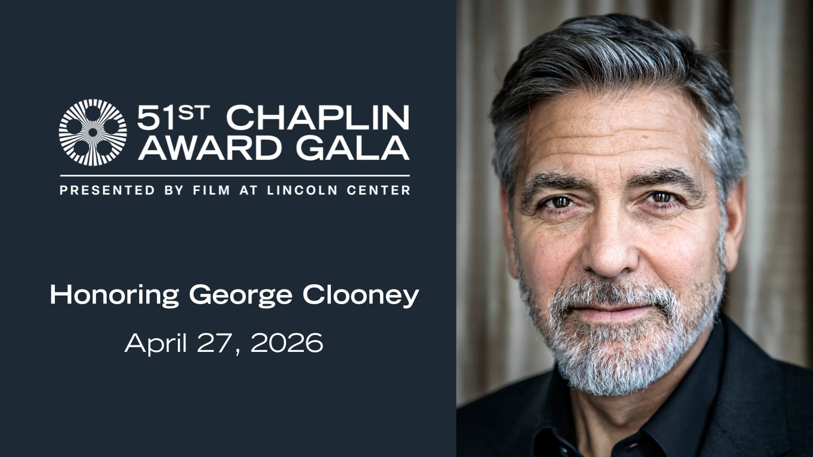Film at Lincoln Center Announces George Clooney as Recipient of the 51st Chaplin Award
